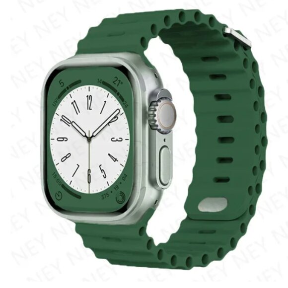 Ocean Apple Watch Band (non brand) Green Silicone sizes 42/44/45 mm (SKU: 29MI) - Picture 1 of 2